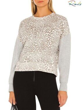 RAILS NWT ALICE COTTON BLEND MIXED GREY CHEETAH SWEATSHIRT. SIZE S